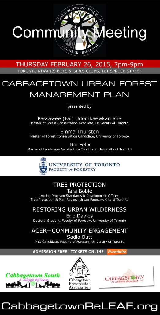 Cabbagetown Urban Forest Management Plan Poster