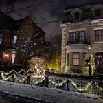White lights and lit up reindeer on Sackville Street